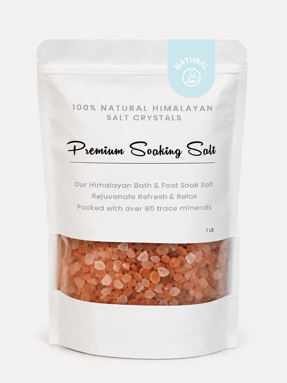 Premium Natural Himalayan Bath Salt Crystals – 1 lb 24 Bags/Case