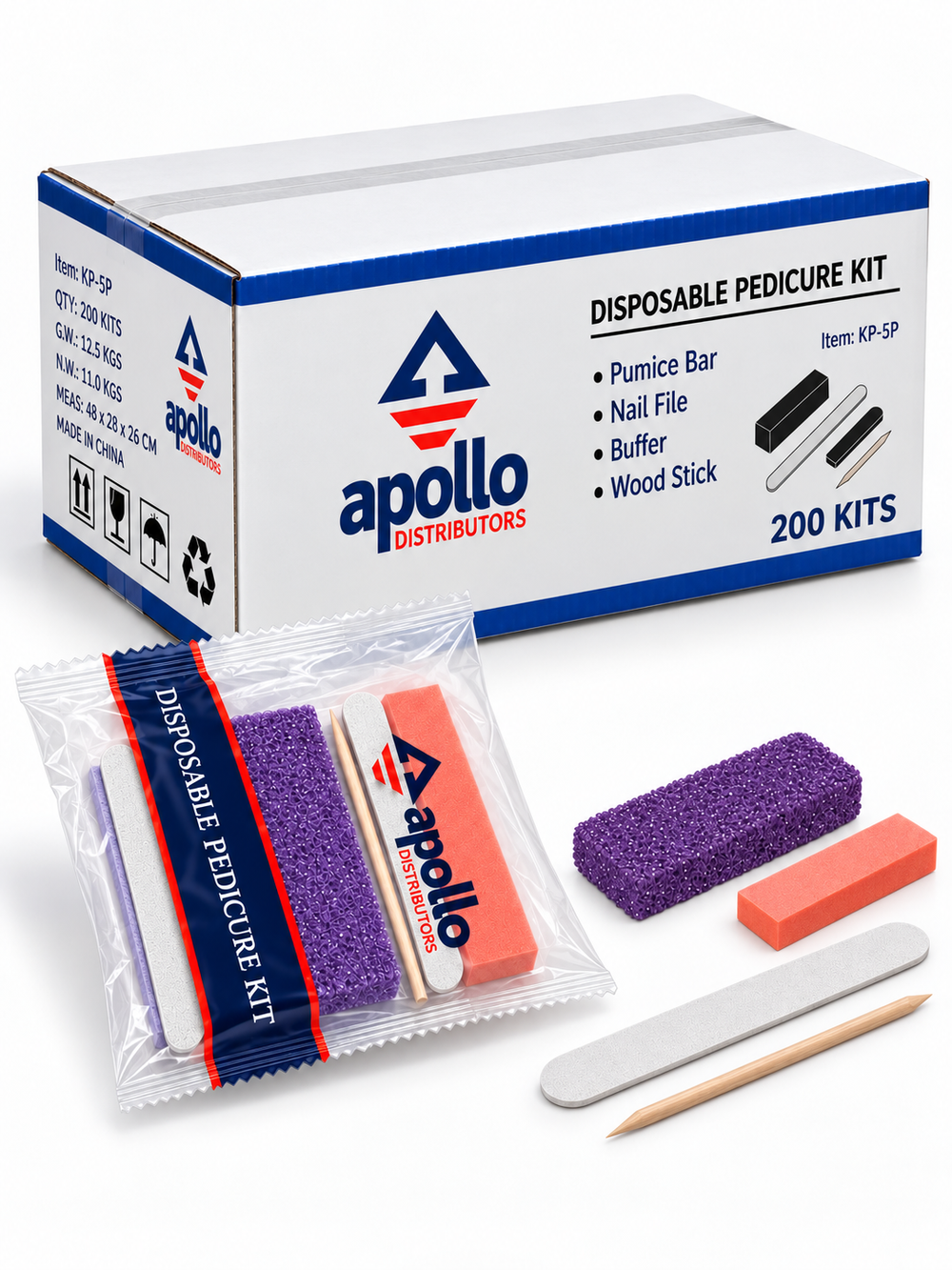 Pedicure Kit – 4 Pieces, No Toe Separators – 200 Kits/Case