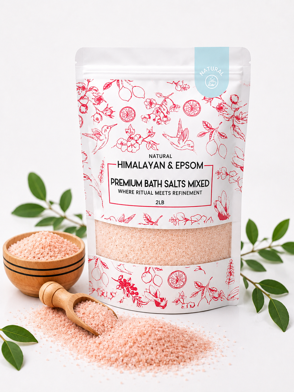 Premium Himalayan & Epsom Bath Salt Mixed – 2 lb, 12 Bags/Case