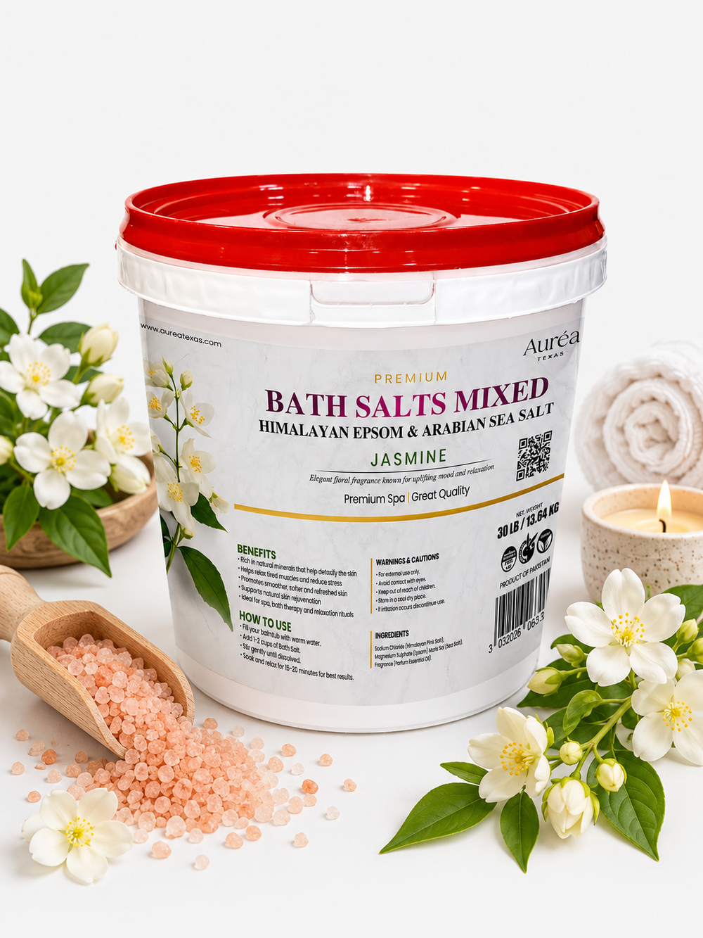 Premium Himalayan, Epsom & Non-Refined Sea Salt Bath Blend – 30 lb Bucket