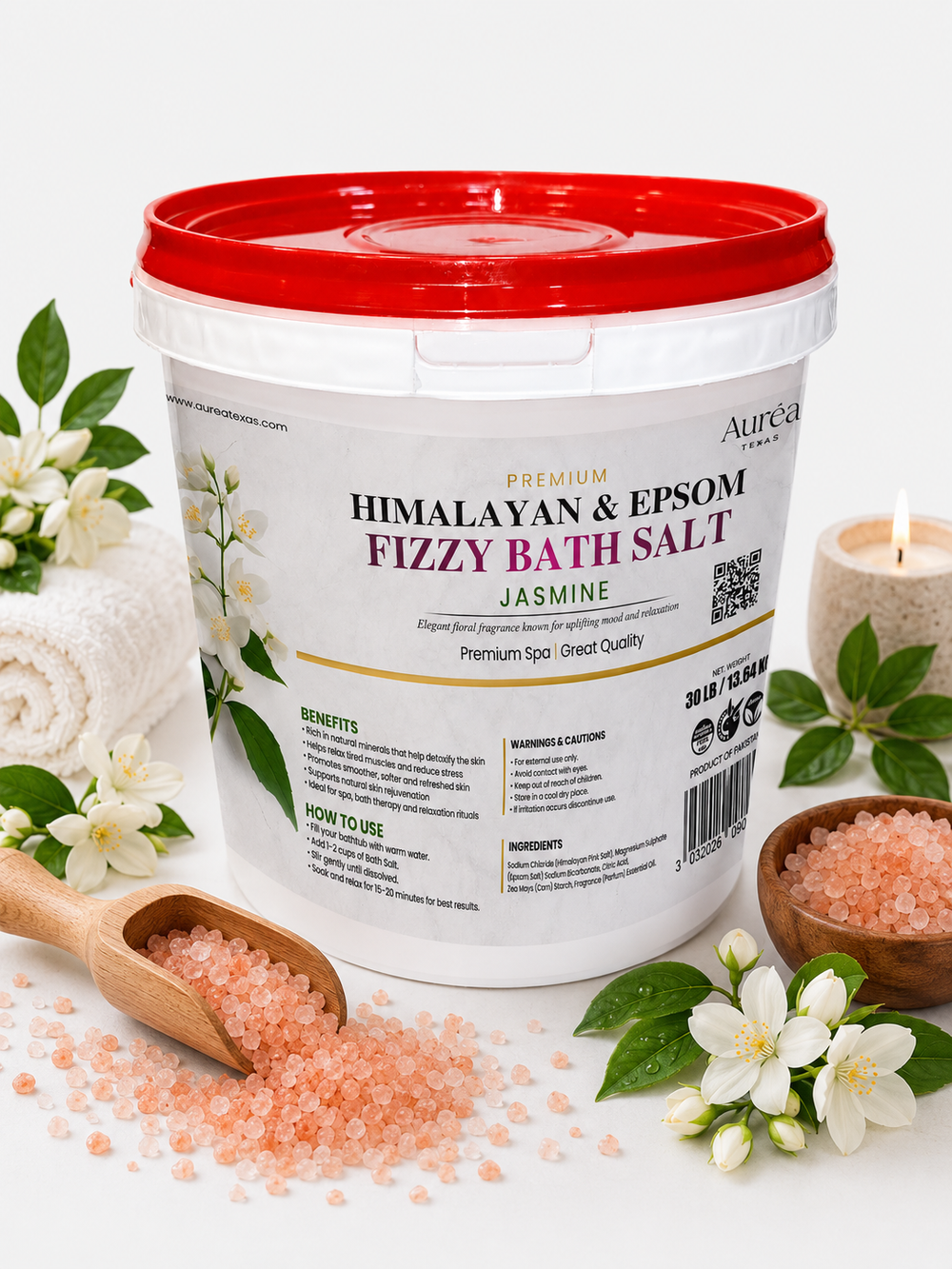 Premium Himalayan & Epsom Fizzy Bath Salt – 30 lb Bucket