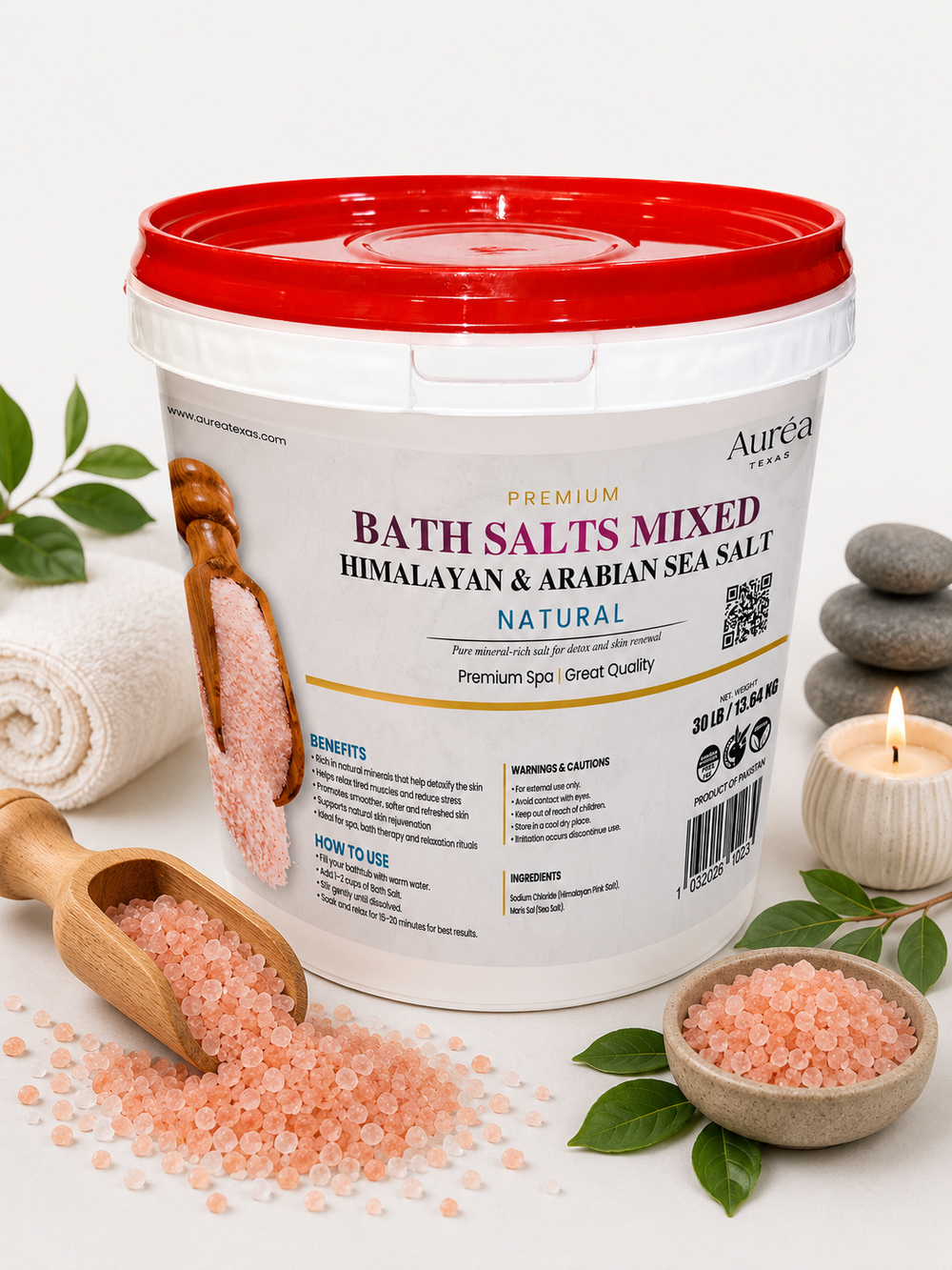 Premium Himalayan & Non-Refined Sea Salt Bath Mixed – 30 lb Bucket