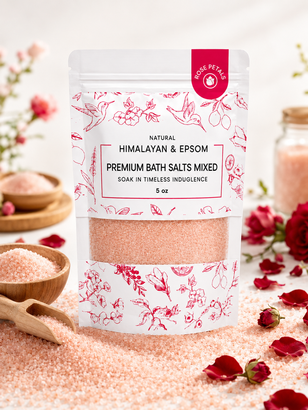 Premium Himalayan & Epsom Bath Salt – 5 oz 48 Bags/Case