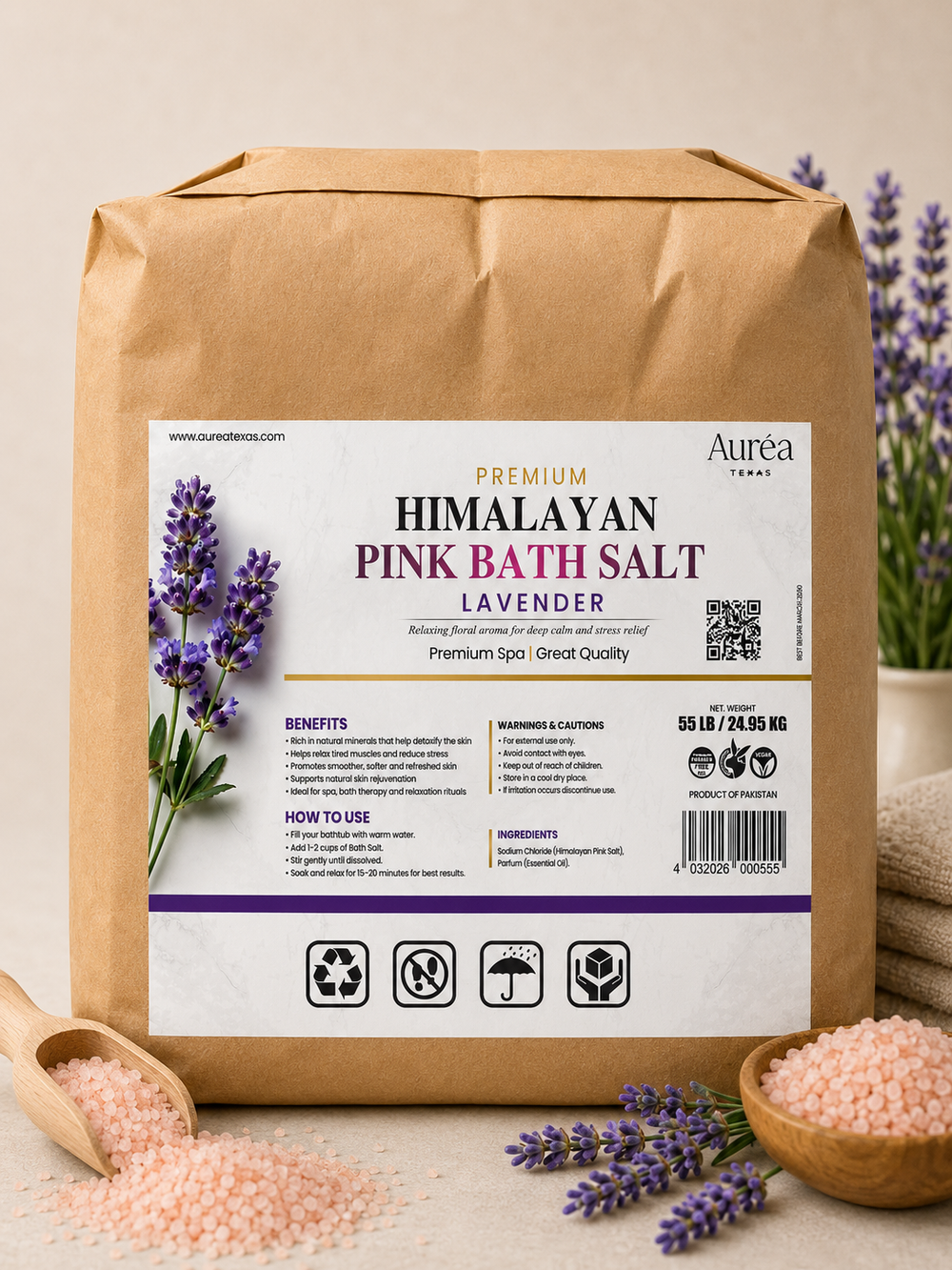 Premium Himalayan Pink Bath Salt – 55 lb Bag