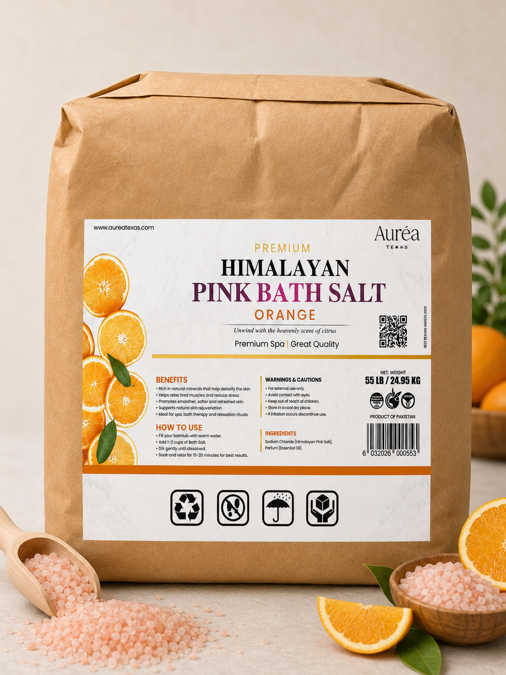 Premium Himalayan Pink Bath Salt – 55 lb Bag
