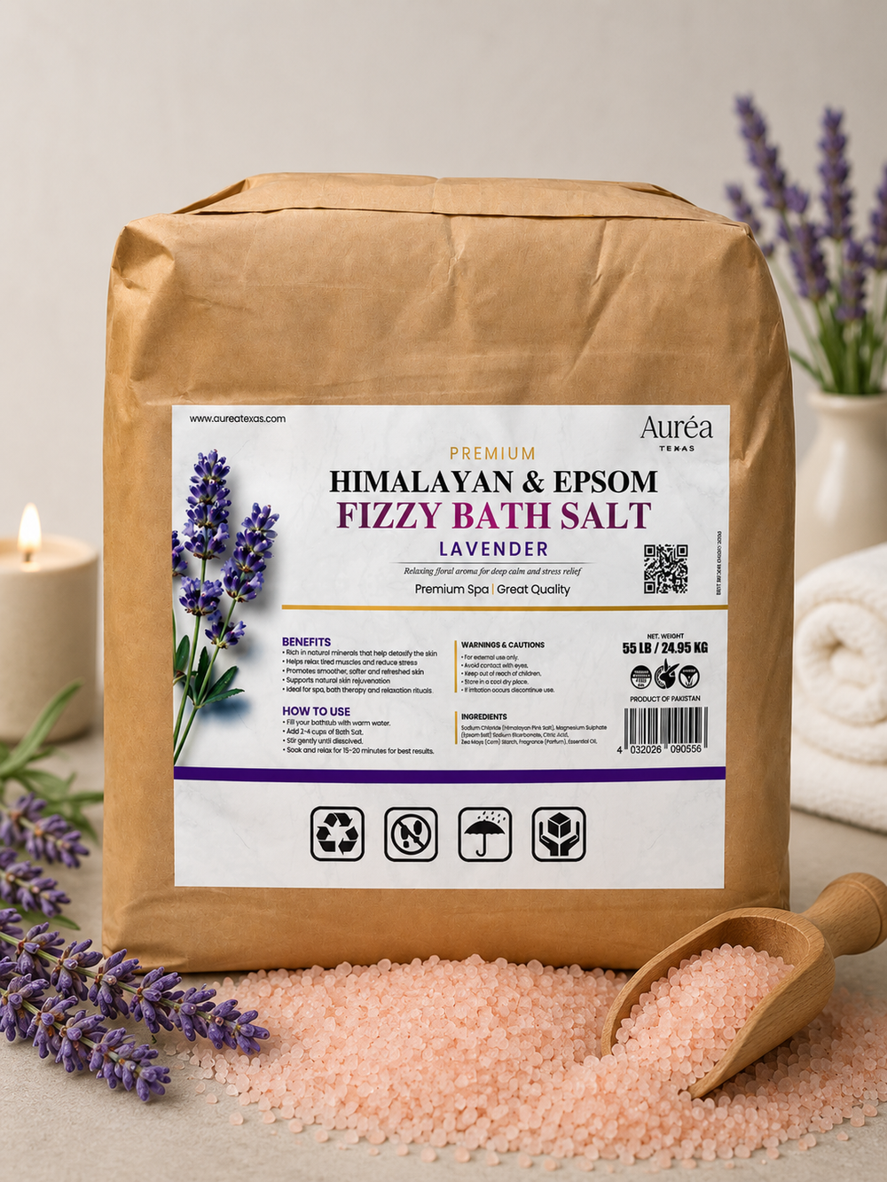 Premium Himalayan & Epsom Fizzy Bath Salt – 55 lb Bag