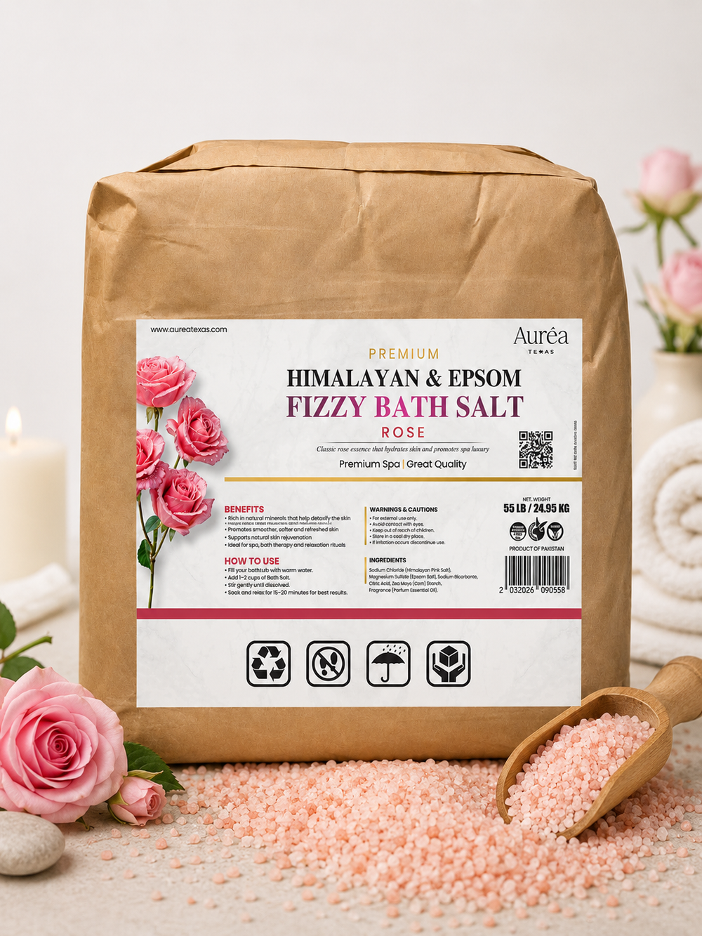 Premium Himalayan & Epsom Fizzy Bath Salt – 55 lb Bag