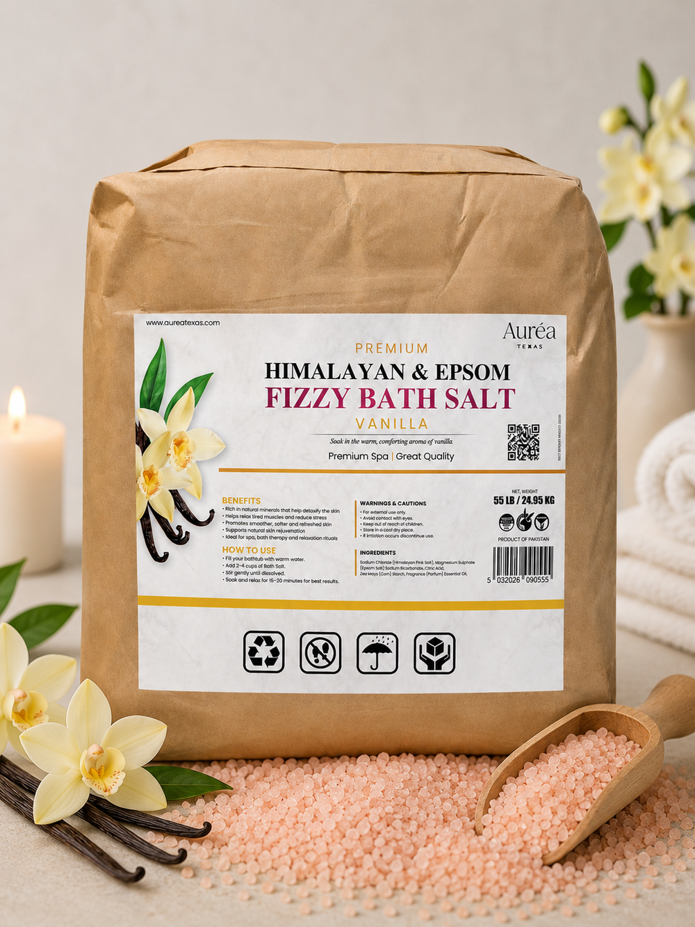 Premium Himalayan & Epsom Fizzy Bath Salt – 55 lb Bag