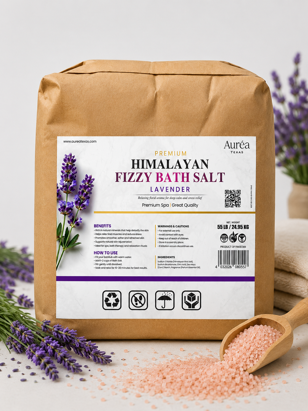 Premium Himalayan Fizzy Bath Salt – 55 lb Bag