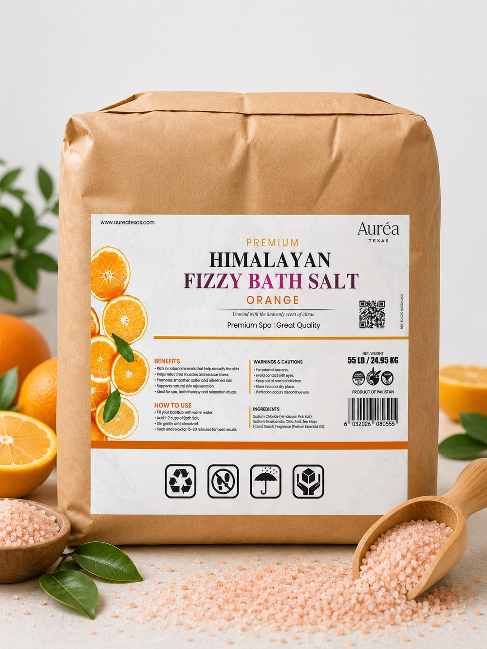 Premium Himalayan Fizzy Bath Salt – 55 lb Bag
