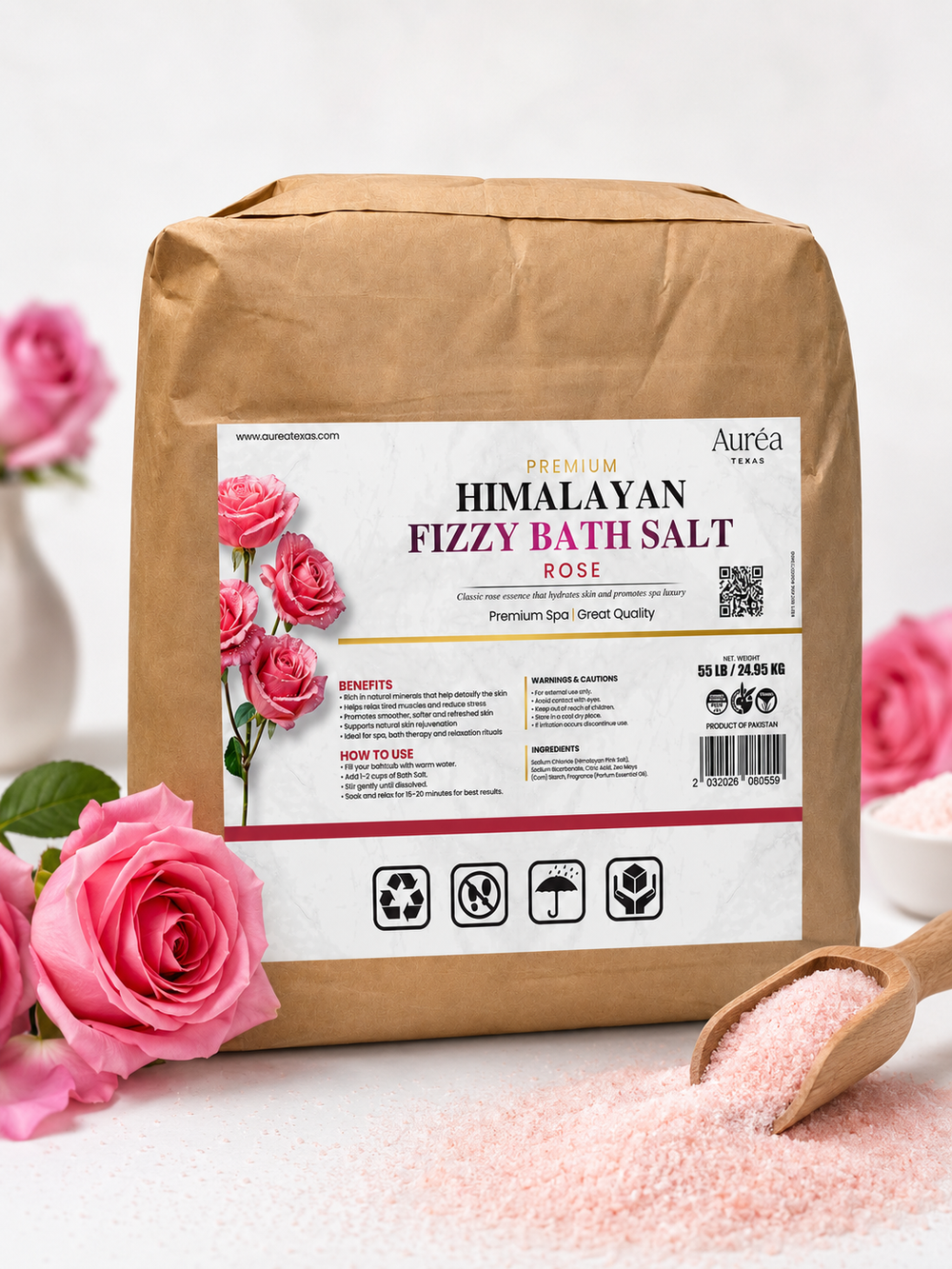 Premium Himalayan Fizzy Bath Salt – 55 lb Bag