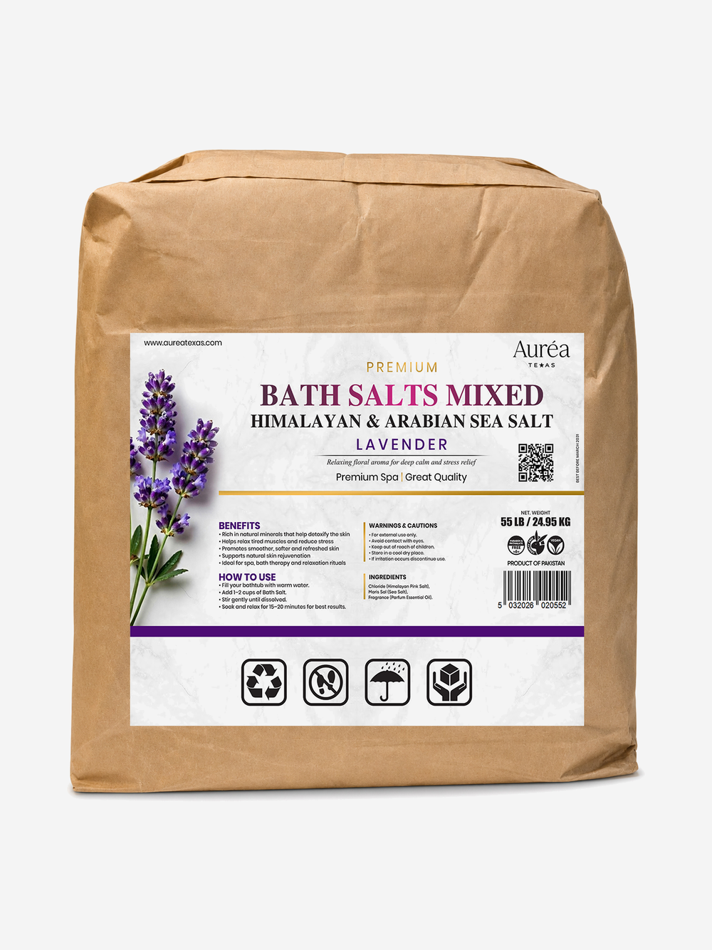 Premium Himalayan & Non-Refined Sea Salt Bath Blend – 55 lb Bag
