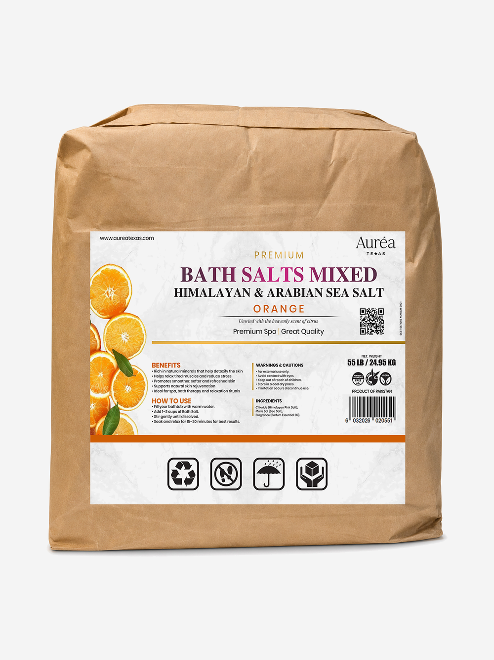 Premium Himalayan & Non-Refined Sea Salt Bath Blend – 55 lb Bag