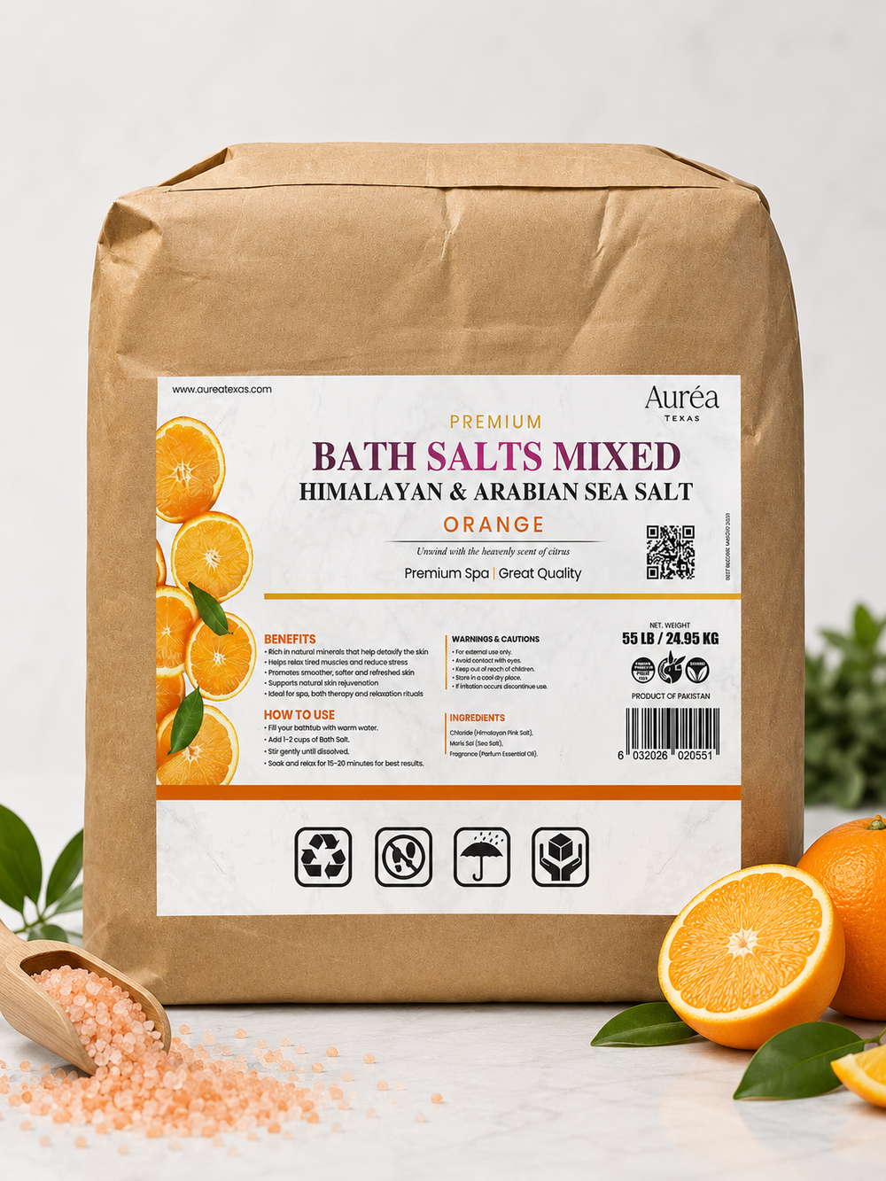 Premium Himalayan & Non-Refined Sea Salt Bath Blend – 55 lb Bag