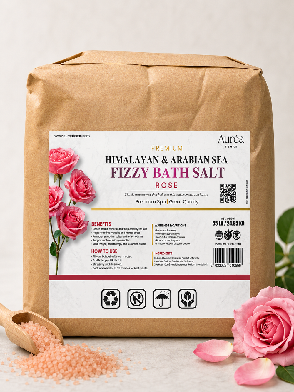 Premium Himalayan & Refined Sea Salt Fizzy Bath Blend – 55 lb Bag