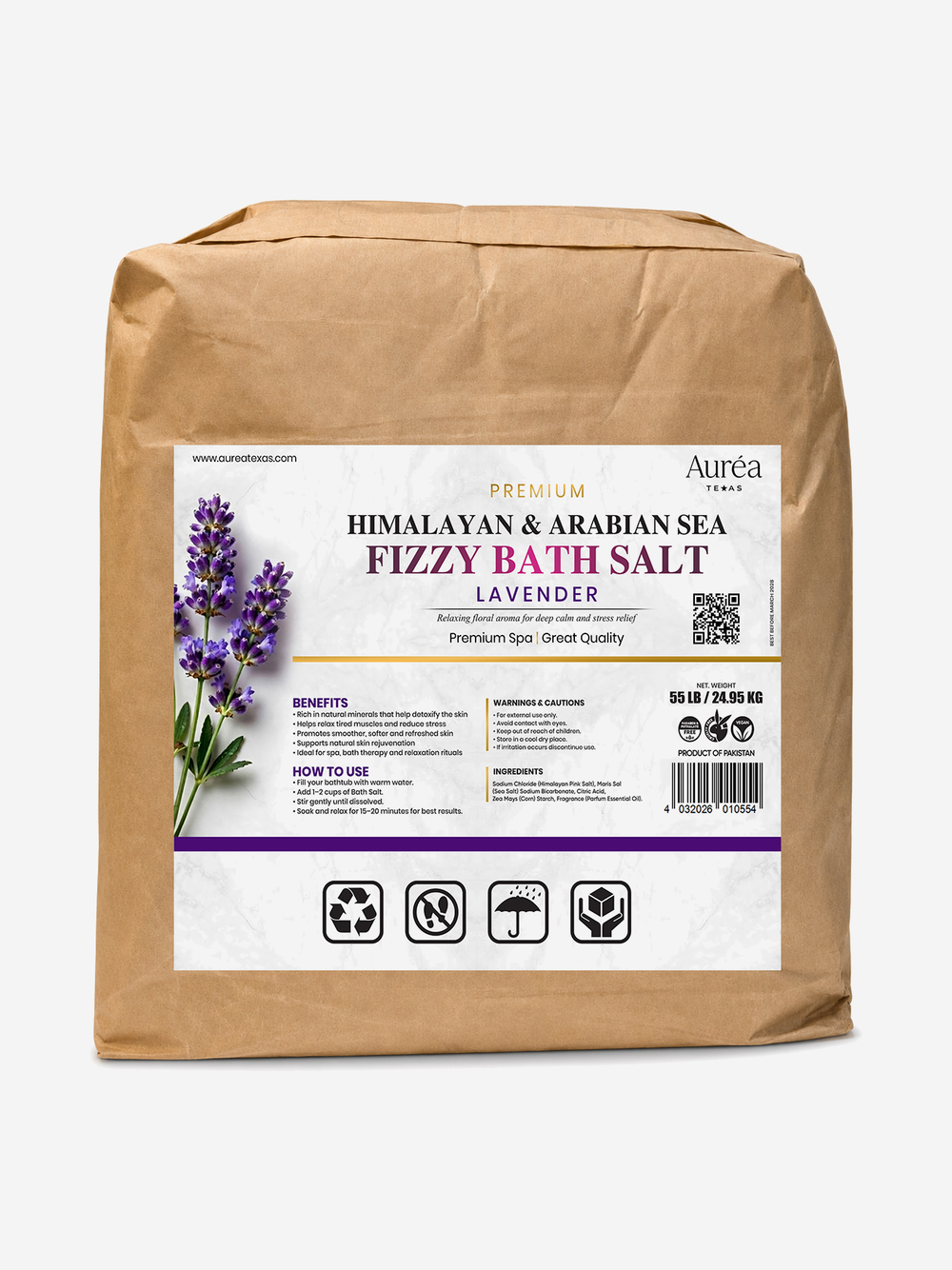 Premium Himalayan & Refined Sea Salt Fizzy Bath Blend – 55 lb Bag