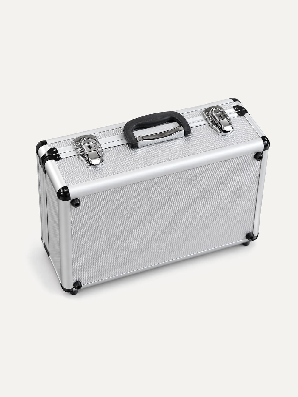 Silver aluminum tool carrying case closed