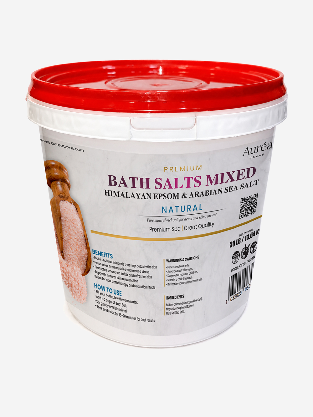 Premium Himalayan, Epsom & Non-Refined Sea Salt Bath Blend – 30 lb Bucket