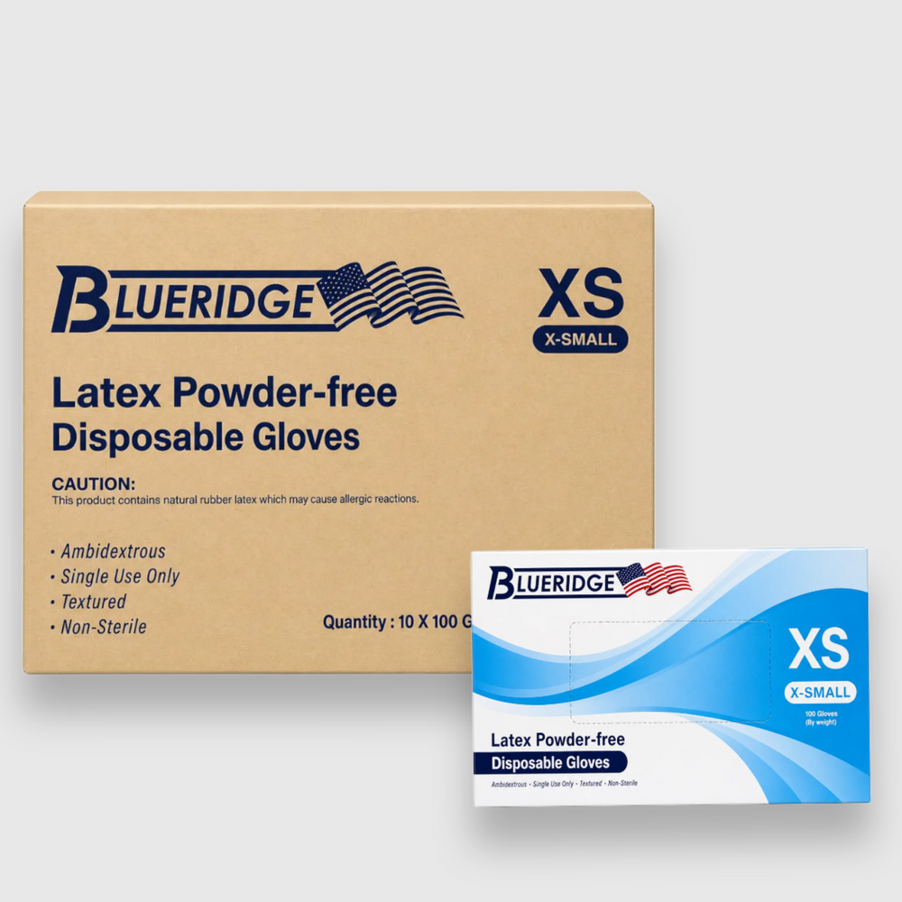 [1,000ct] BlueRidge Latex Gloves Powder-Free XS gallery image 5