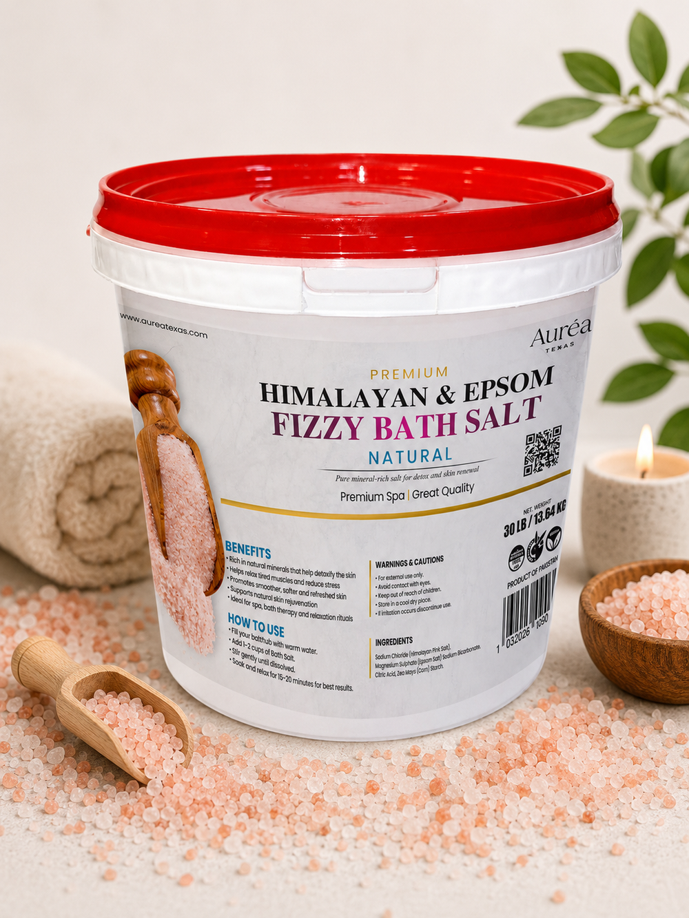 Premium Himalayan & Epsom Fizzy Bath Salt – 30 lb Bucket