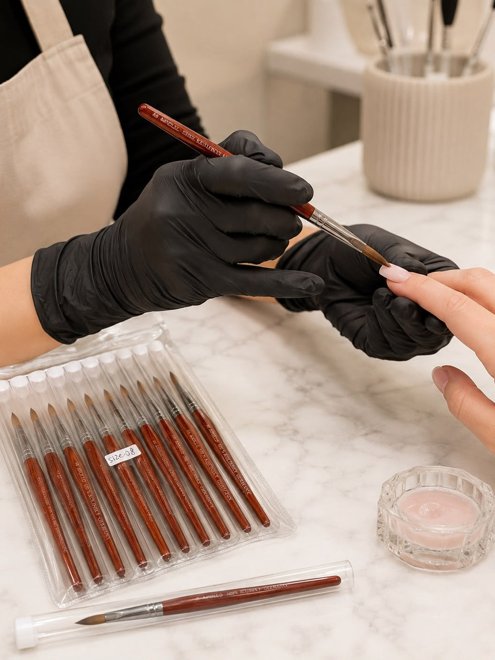 Professional Acrylic Nail Brush in professional salon setting